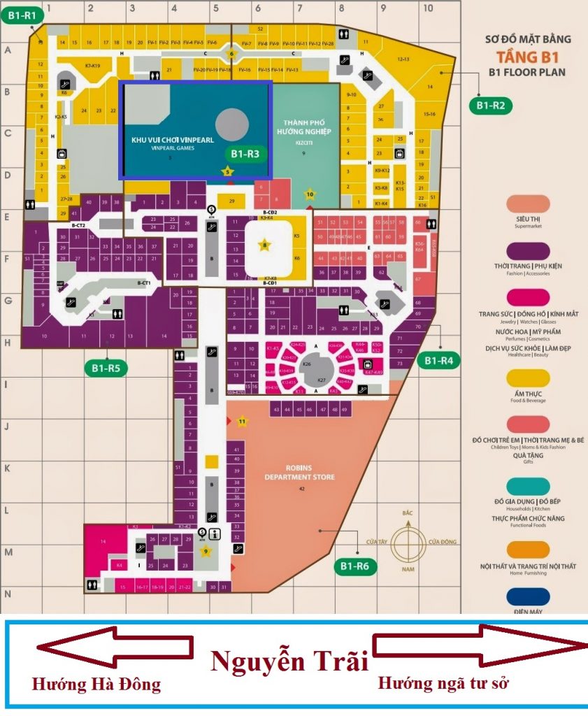 B1 và B2 bản đồ Royal City Hà Nội 2024 cung cấp cho khách hàng một cái nhìn chi tiết về tầng hầm của trung tâm thương mại. Hệ thống đường đi, bãi đỗ xe và khu vực dịch vụ được cập nhật và tiện lợi hơn bao giờ hết.