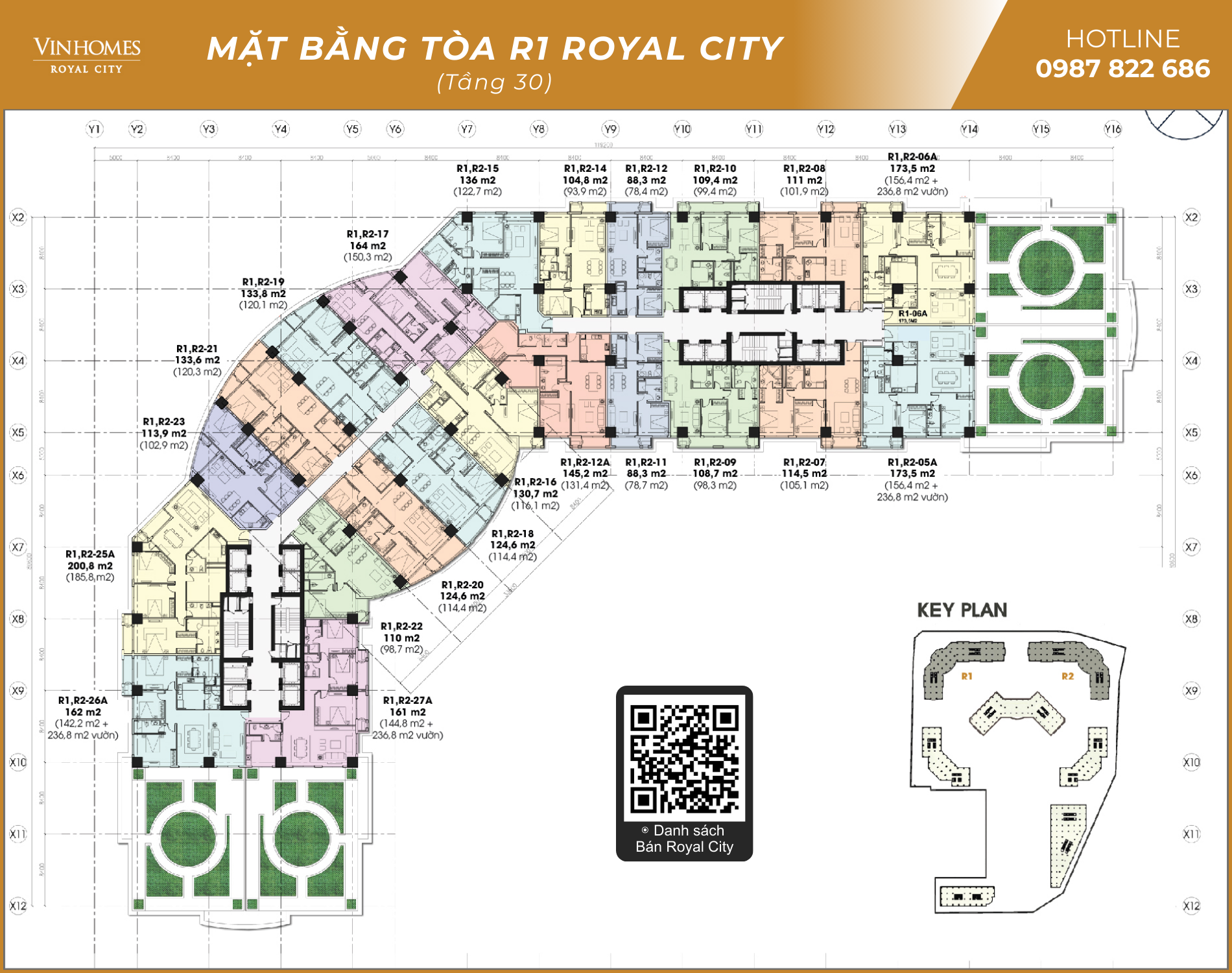 Mặt bằng tòa R1 (tầng 29)