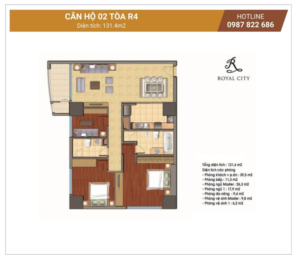 Mặt bằng căn hộ 02 tòa R4 Royal City