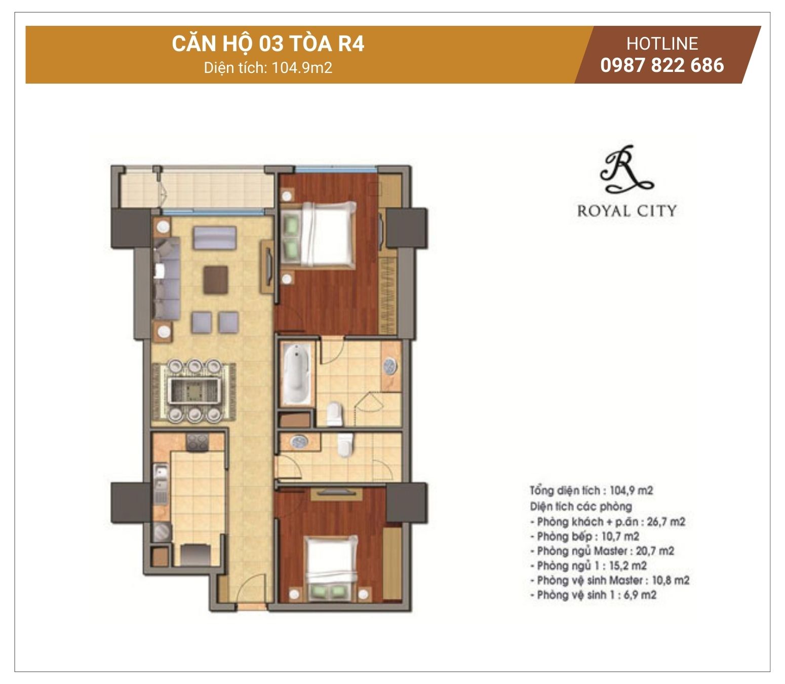 Mặt bằng căn hộ 03 tòa R4 Royal City