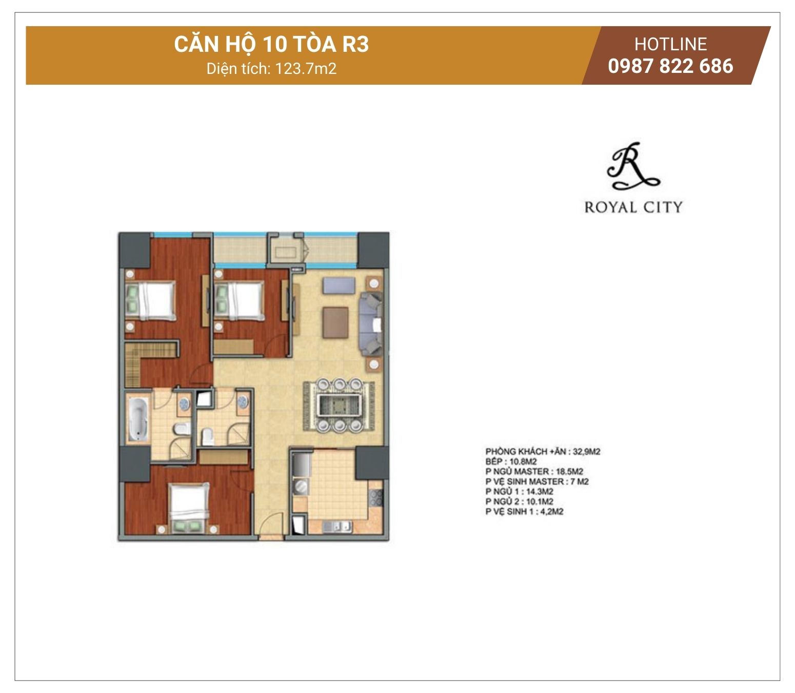 Mặt bằng căn 10 tòa R3 Royal City