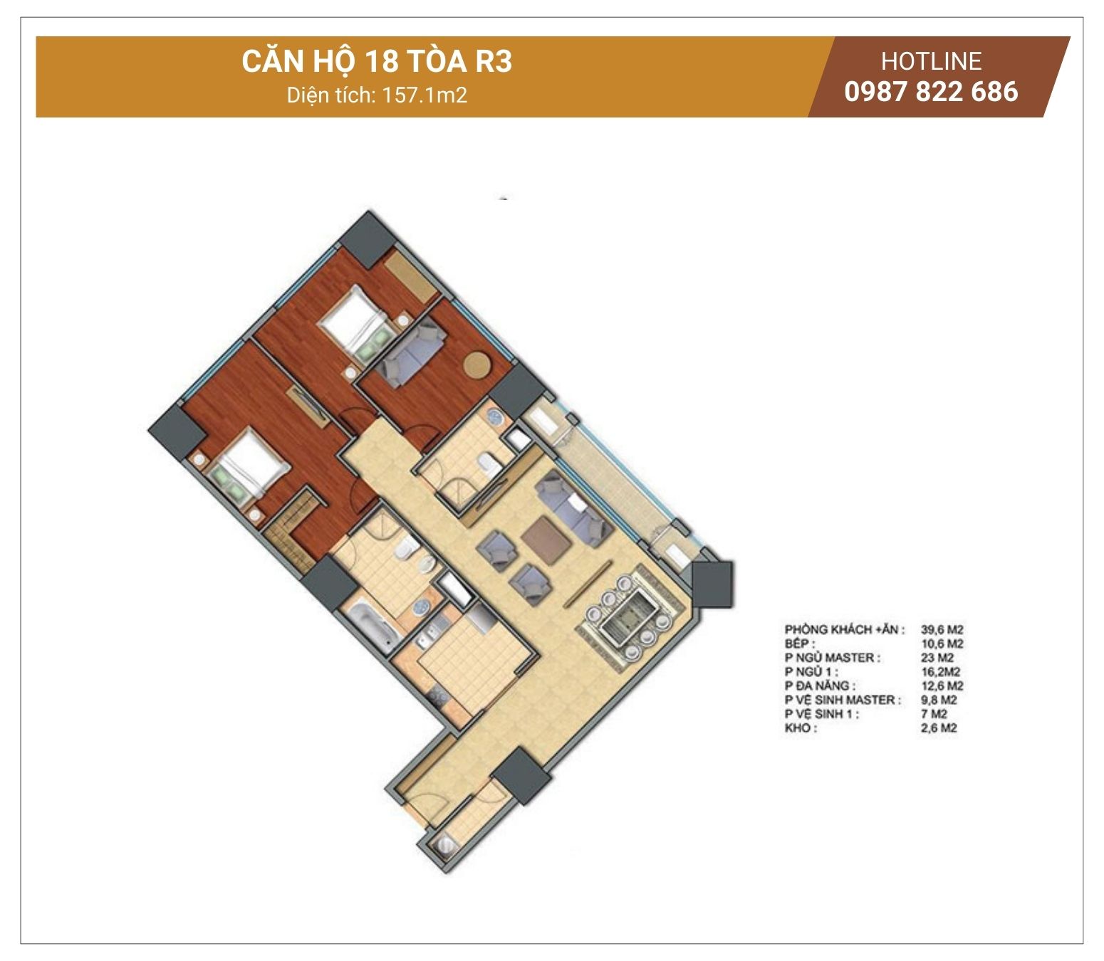 Mặt bằng căn 18 tòa R3 Royal City