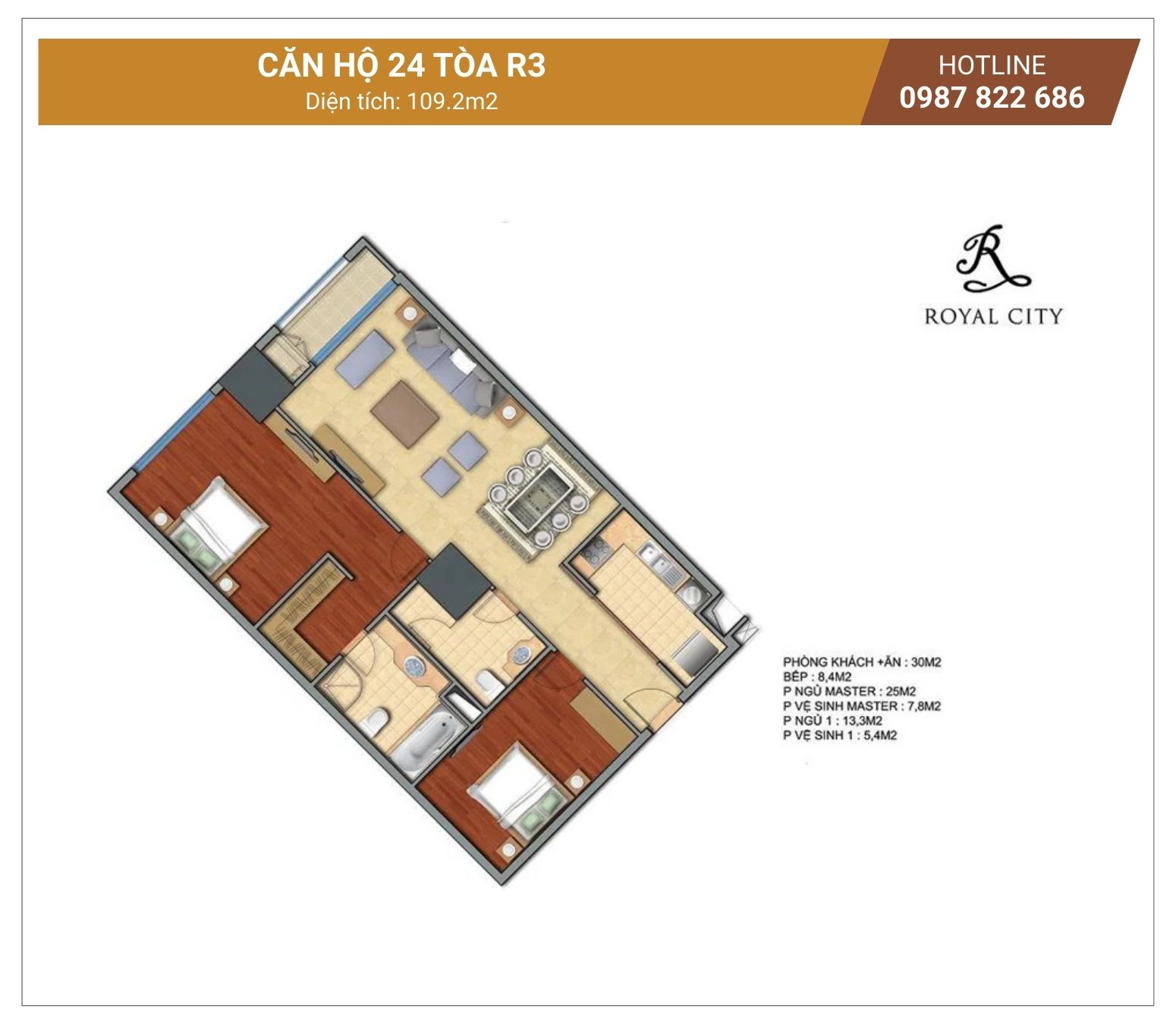 Mặt bằng căn 24 tòa R3 Royal City